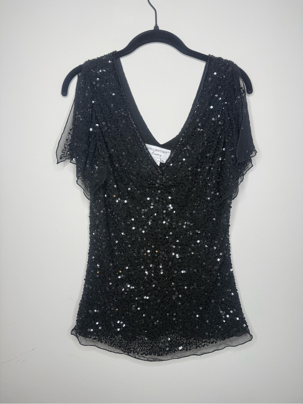 Adrianna Papell Boutique Evening Silk Sequin Beaded Top